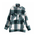 vintage outerwear female streetwear woolen coat women's oversized plaid jackets